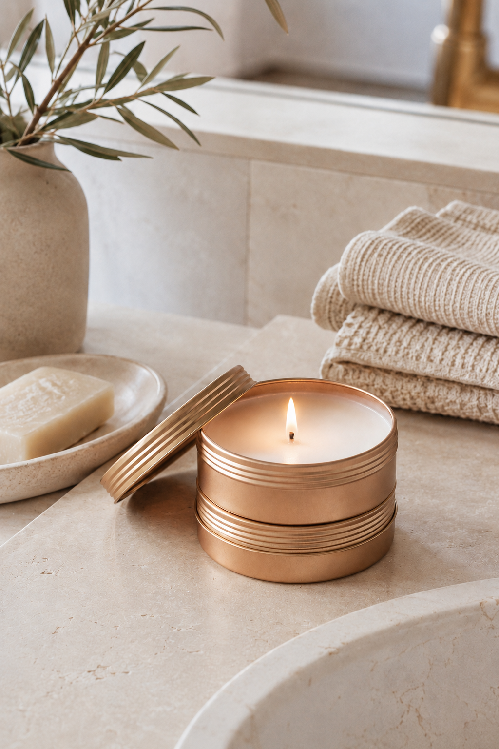 Morning Light 4 oz Gold Tin Candle