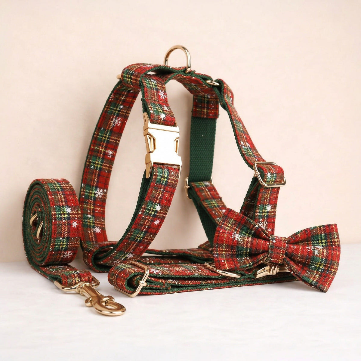 The Holiday Tartan | Personalized Dog Harness & Walking Set