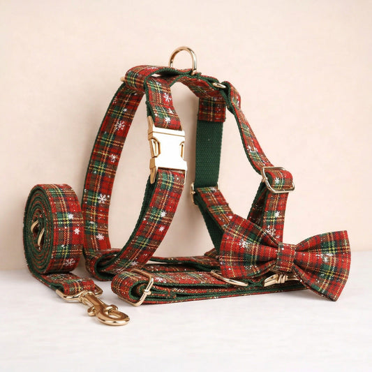 The Holiday Tartan | Personalized Dog Harness & Walking Set