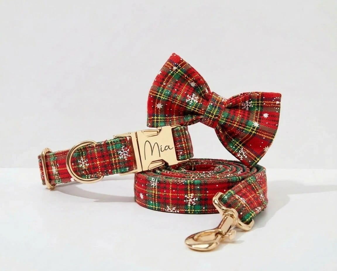 The Holiday Tartan | Personalized Dog Harness & Walking Set