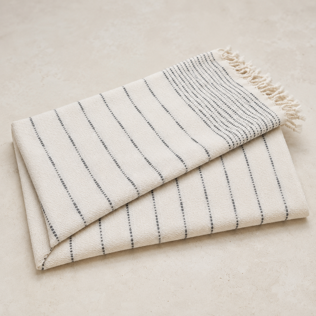 Organic Cotton Turkish Throw — Charcoal Stripe