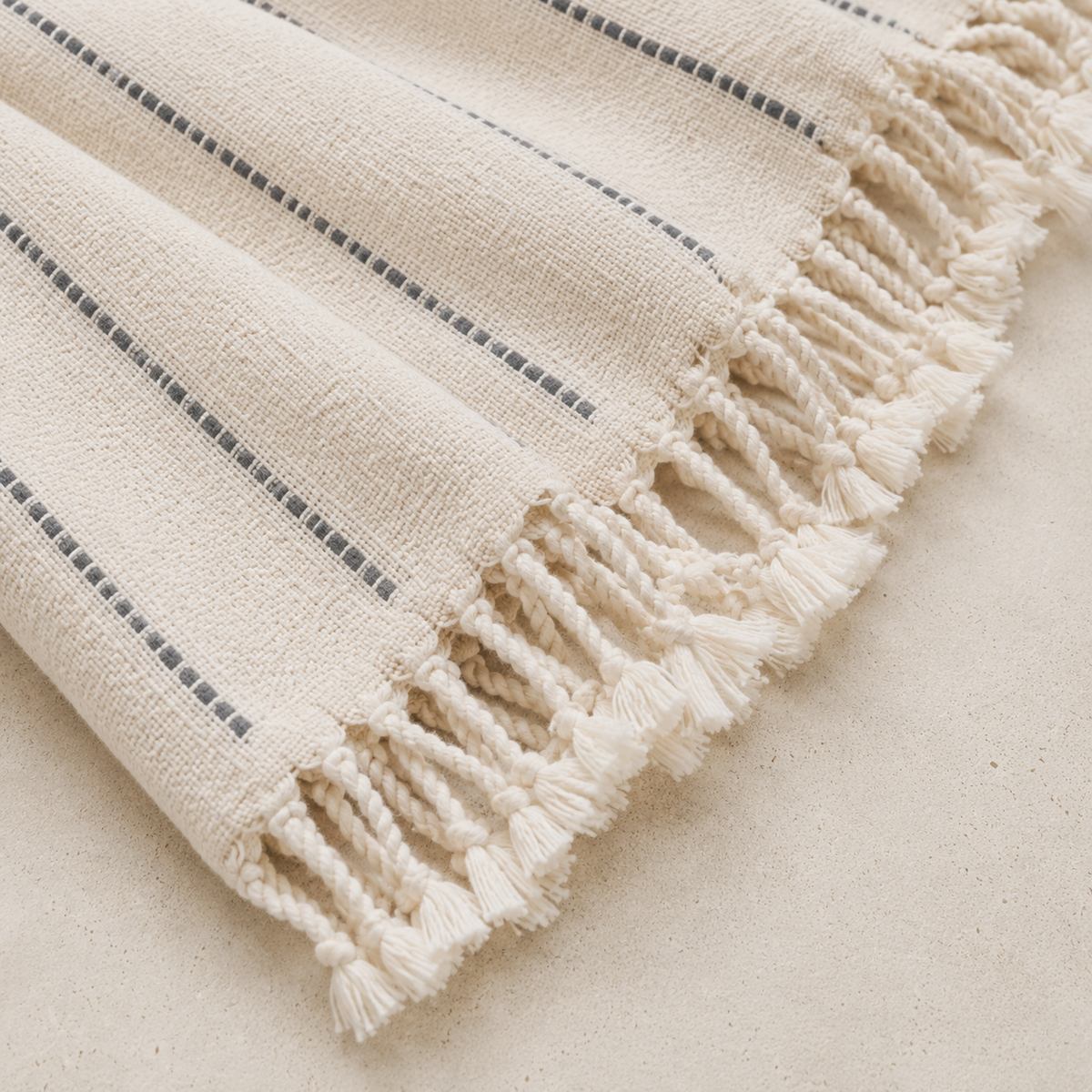 Organic Cotton Turkish Throw — Charcoal Stripe