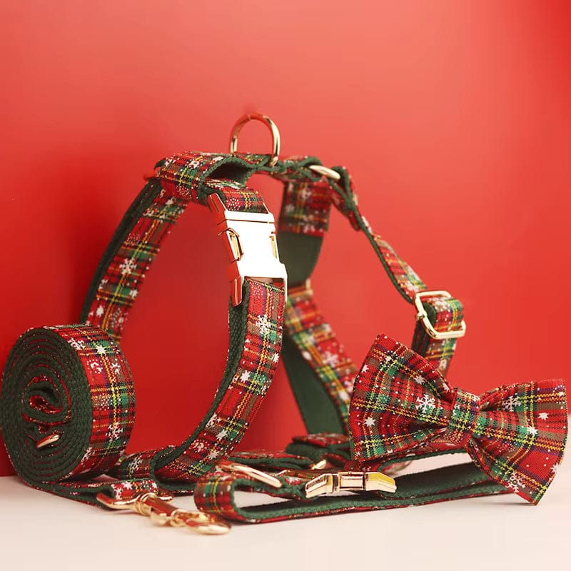 The Holiday Tartan | Personalized Dog Harness & Walking Set