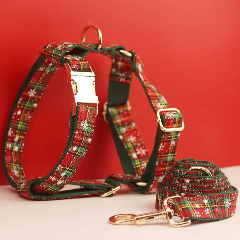 The Holiday Tartan | Personalized Dog Harness & Walking Set